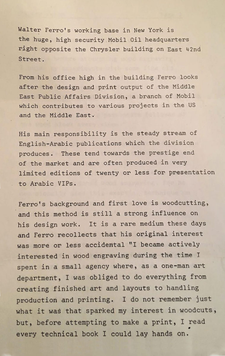 Walter Ferro interview, page 1
